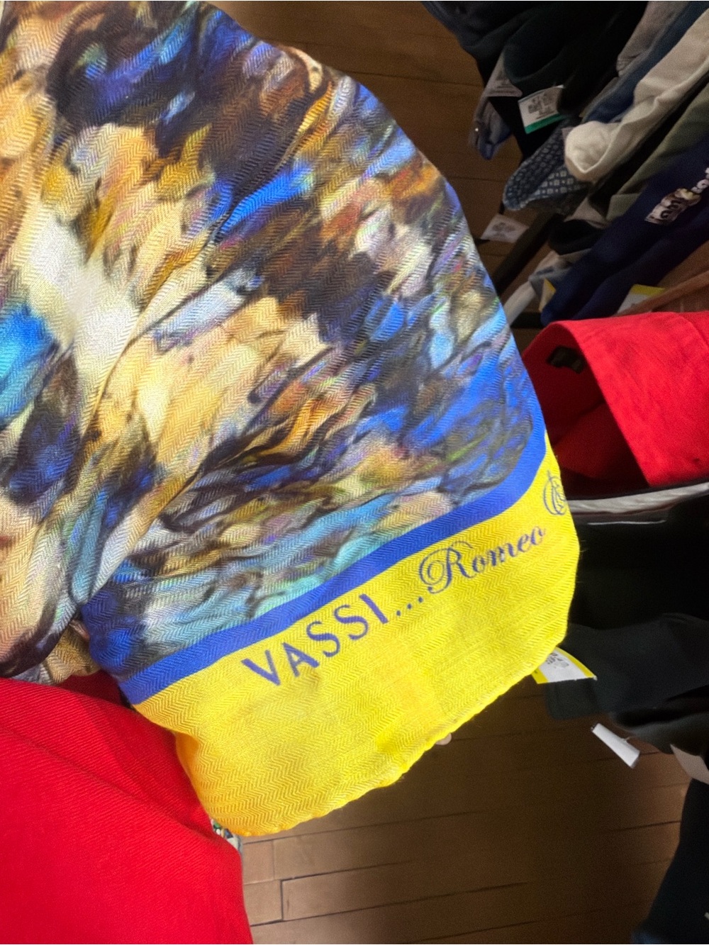 VASSI Romeo Yellow & Blue Printed Scarf
